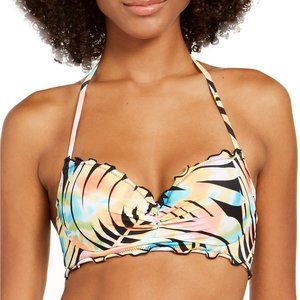 SUNDAZED Paradise Palm Nixie Ruffle Edge Halter Bi